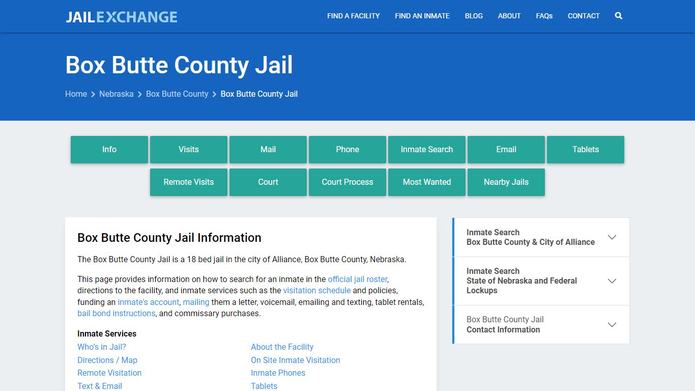 Box Butte County Jail, NE Inmate Search, Information